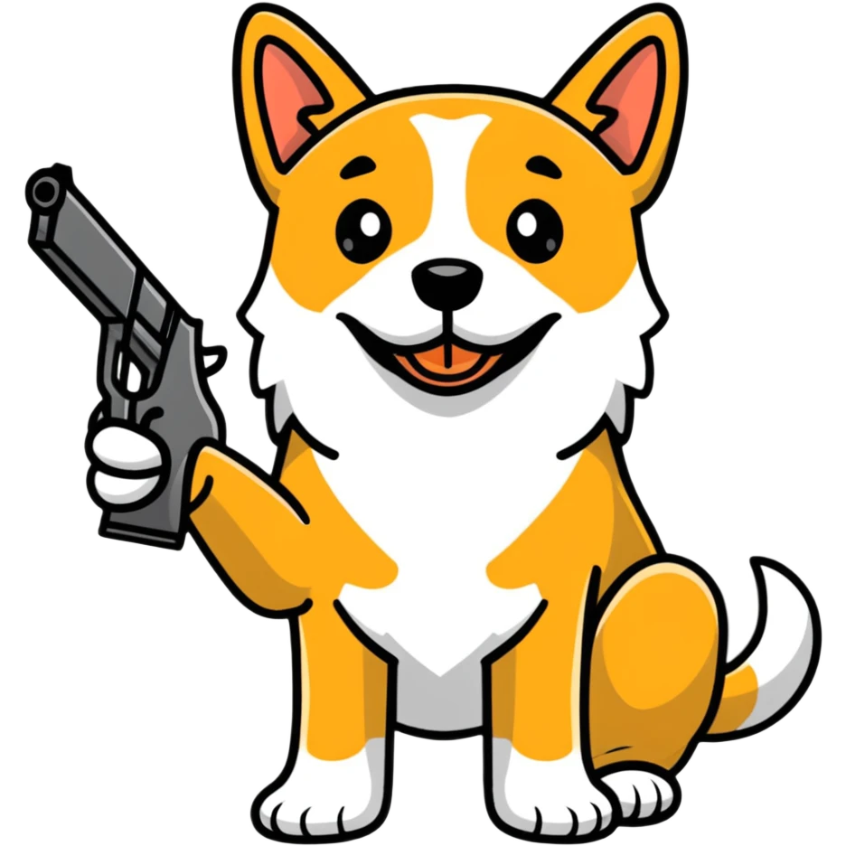 Dog with a gun emoji