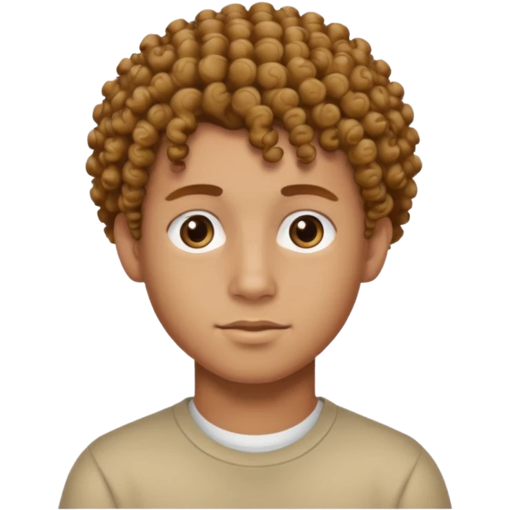 Make a tan boy with curly hair on top and low taper fade with brown eyes emoji
