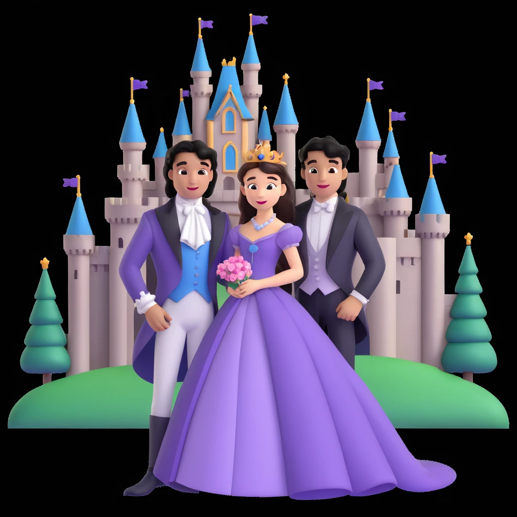prince and princess Disney dress close up photo in castle background emoji