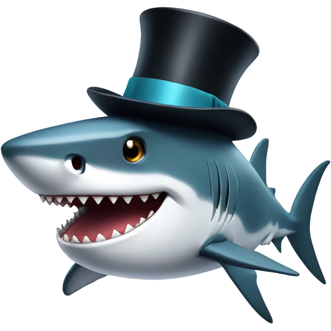 Shark with a top hat emoji