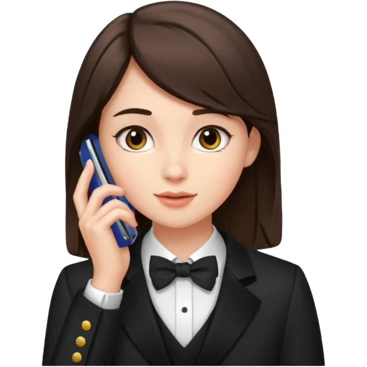 generate a brunette teen dressed formally, calling on a mobile emoji