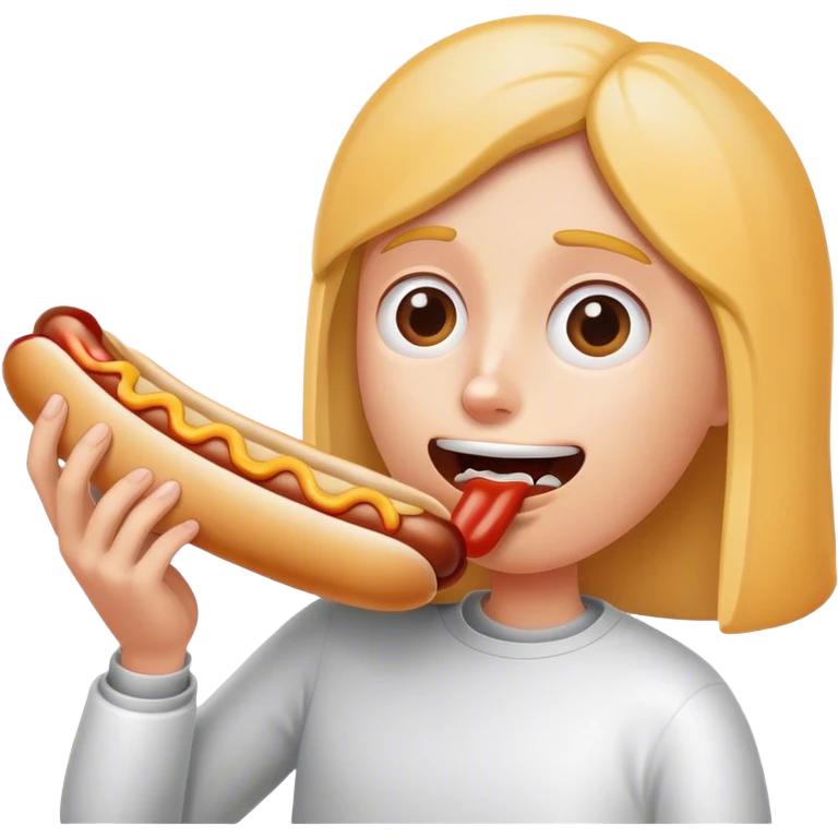 plain hotdog in mouth emoji