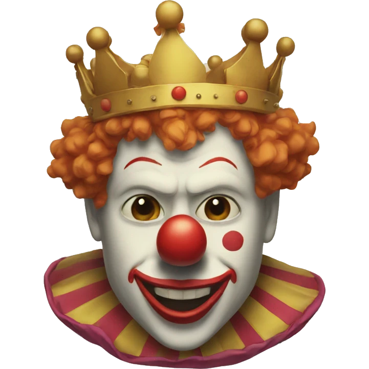 A clown taking of the mask of a king emoji