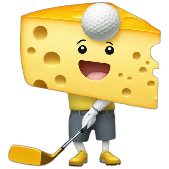 golf putting in the hole of a slice of cheese emoji