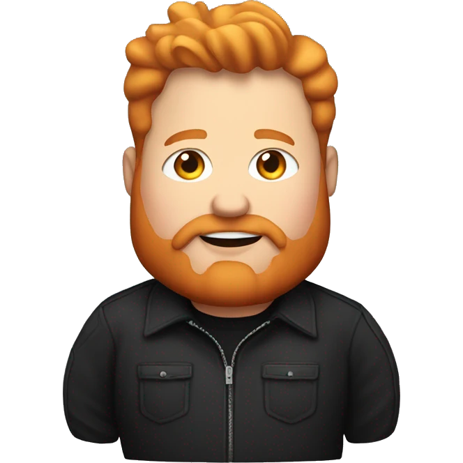 fat guy in black jacket with ginger beard and ginger hair eating Chicken Wing emoji