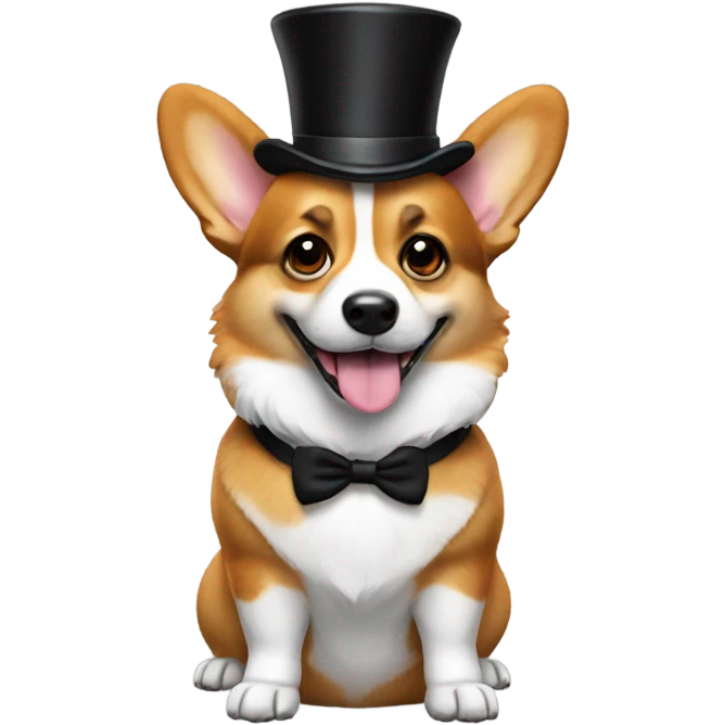corgi wearing a top hat emoji