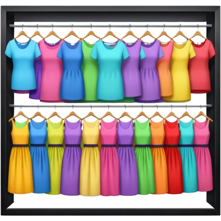 Clothing Store – racks of folded shirts and hanging dresses.

 emoji