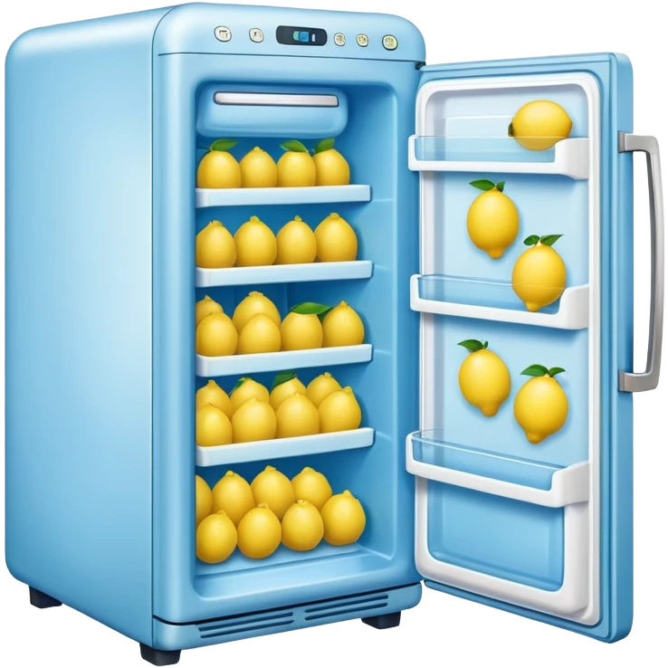 a blue refrigerator full of lemons emoji
