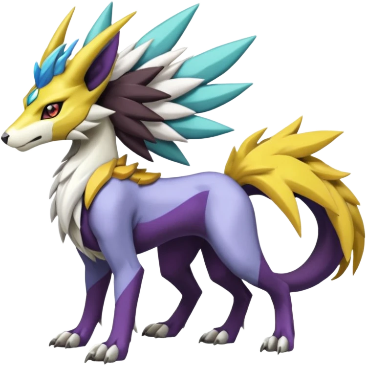 Colorful Meloetta-Manectric-Solgaleo-Raikou-Wargreymon-Sergal-Pokémon-Digimon-Fakémon-fusion-hybrid-creature emoji