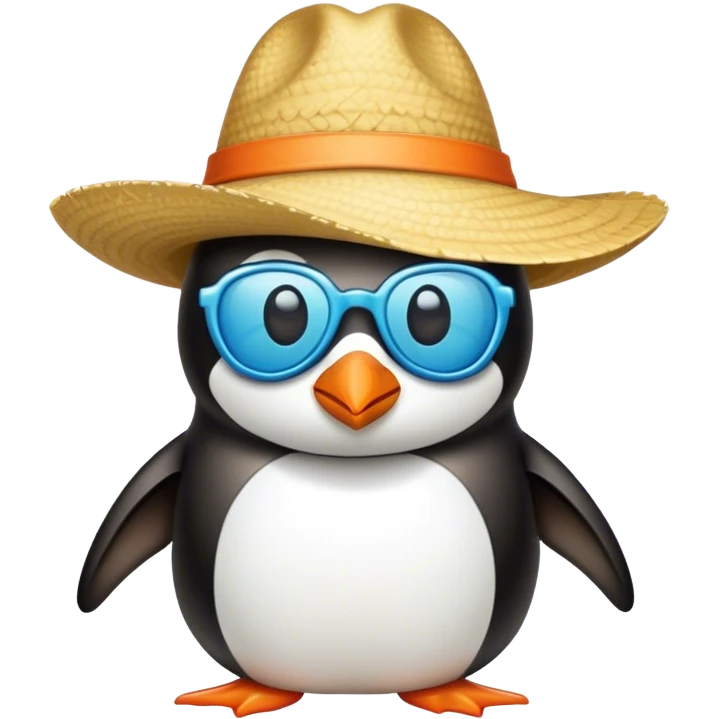 Pingüino con sombrero de playa y teje de buceo emoji