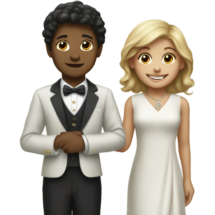 smiling girl and boy in formal attire emoji