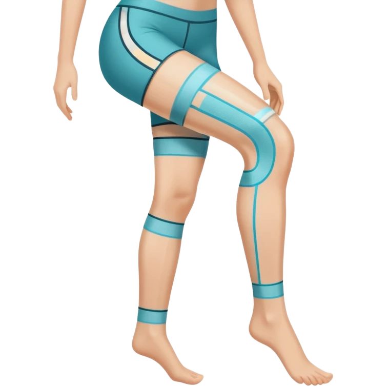 leg with kinesio tape (physiotherapy) around knee emoji