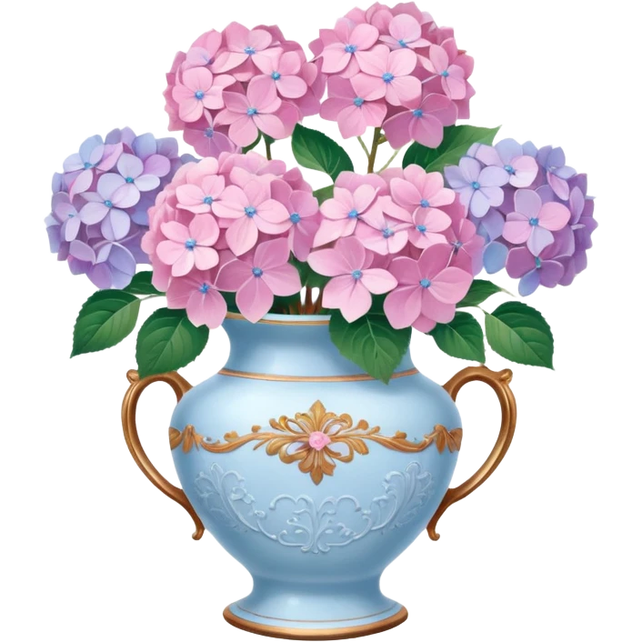 Pink Pastel Aesthetic Hydrangeas In A Vintage Vase emoji
