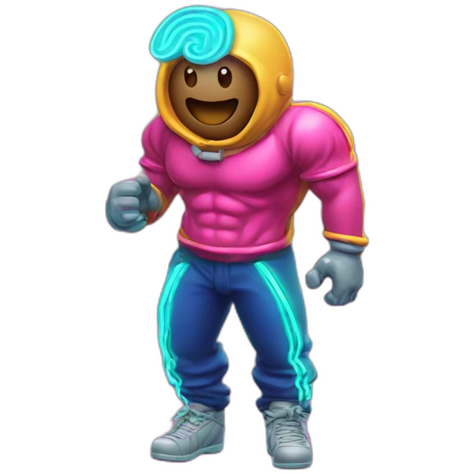Juicy booty neon sign style man emoji
