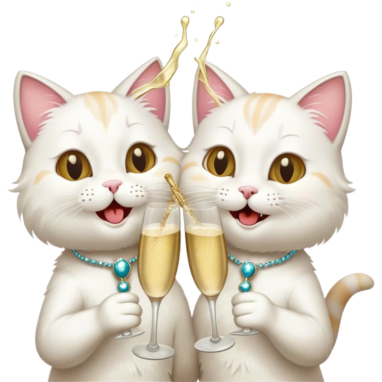 2 cats cheers-ing champagne  emoji
