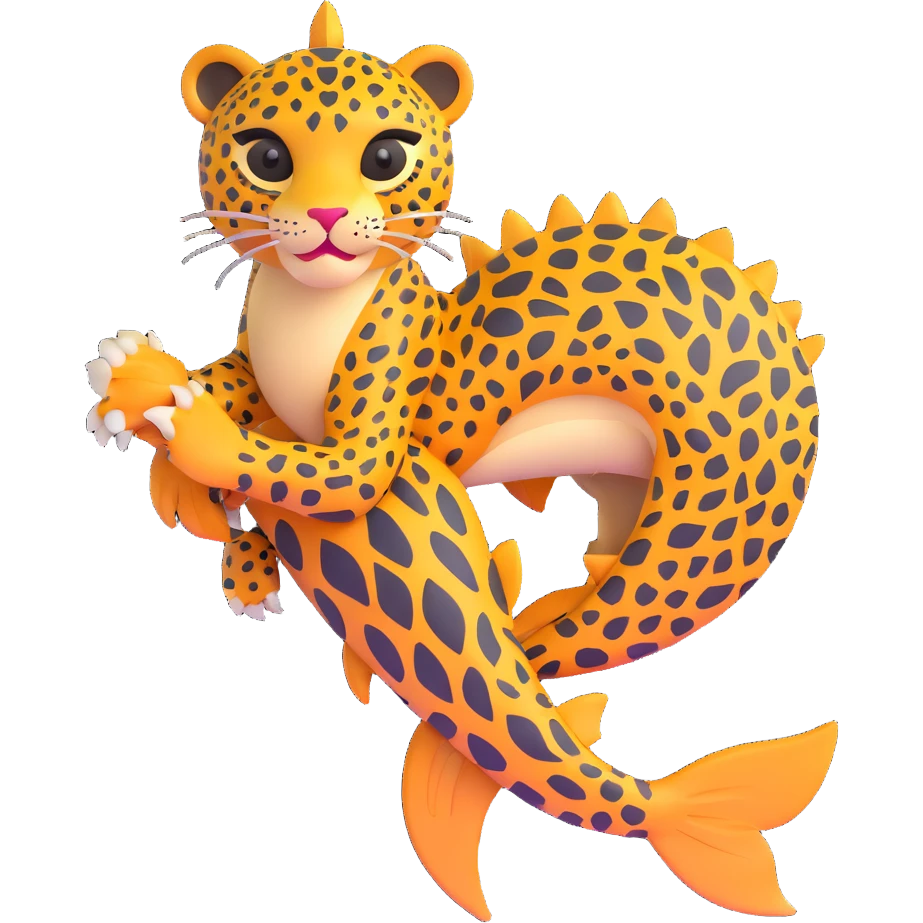 leopard with fins and scales emoji
