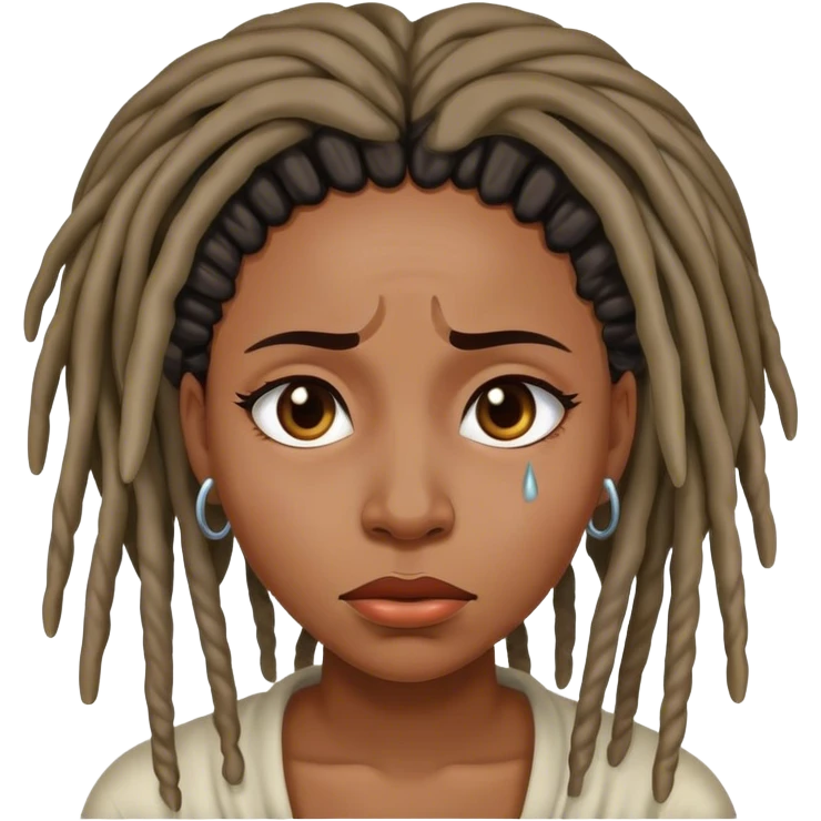Black woman with locs crying emoji