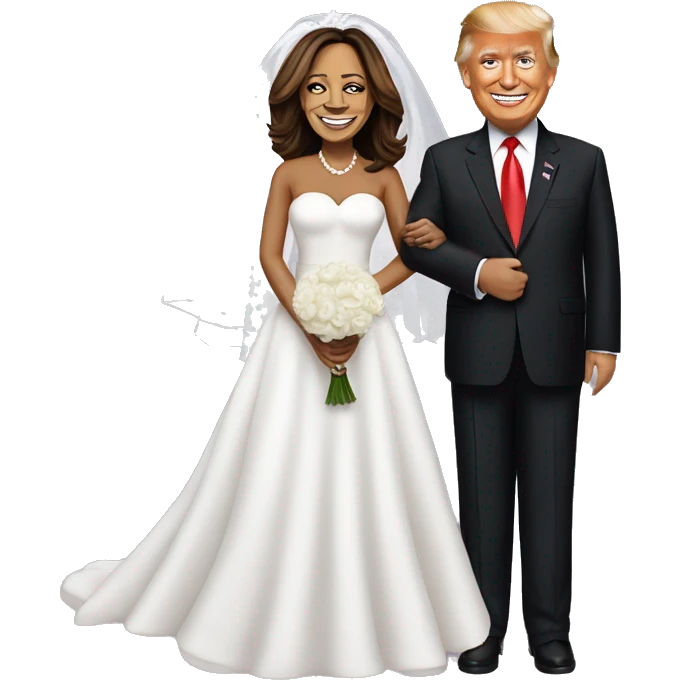 Donald Trump getting married with kamala Harris emoji