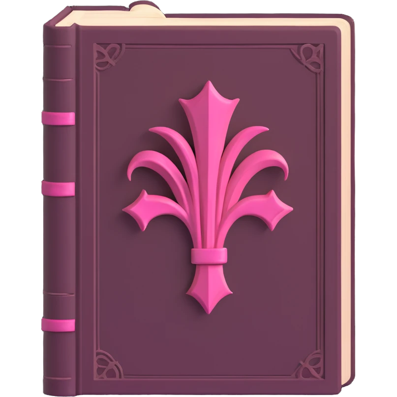 3D gothic book with pink accents, ancient and worn emoji