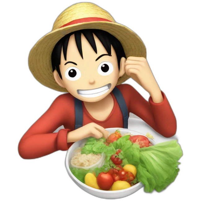 Luffy eating a healthy meal emoji