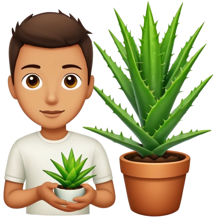 Young men grow up aloe Vera plant, and his name is Aloar emoji