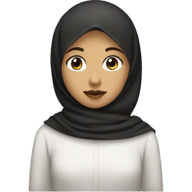 the brown boy has black short curly hair, goatee and moustache, black eyes. The girl has hijab  emoji
