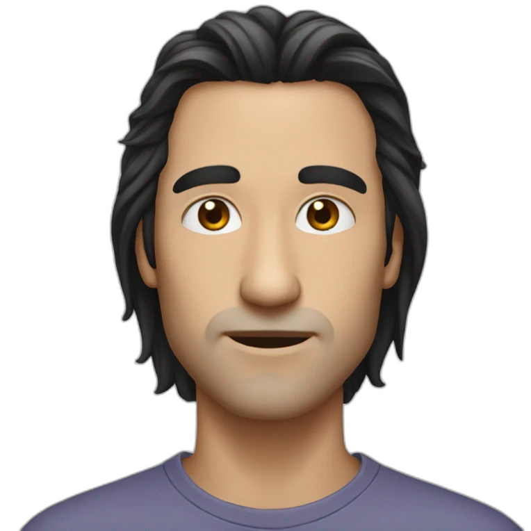 Man with long black hairs a long nose  emoji
