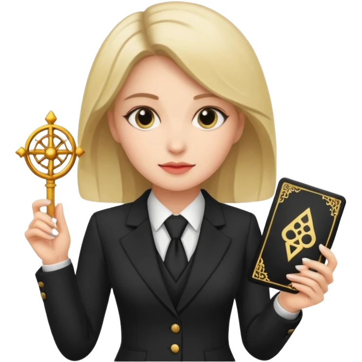 woman get suit and has tarot card emoji