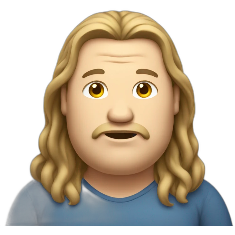 obese long hair man emoji