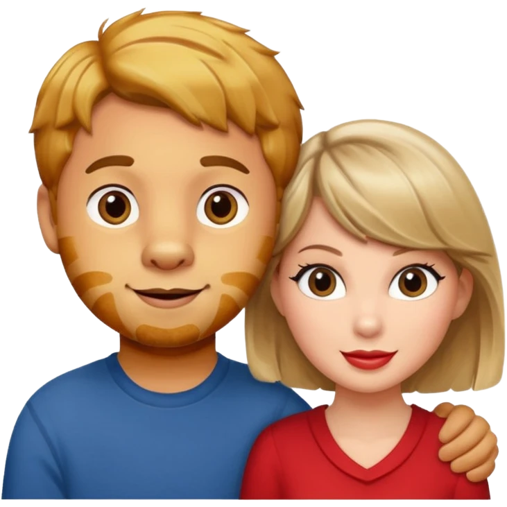 Daniel Tiger and Taylor Swift together, friendly and cheerful, both smiling, simple and expressive 2D emoji style emoji