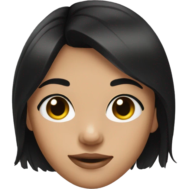 Teen girl, black hair and black eyes emoji