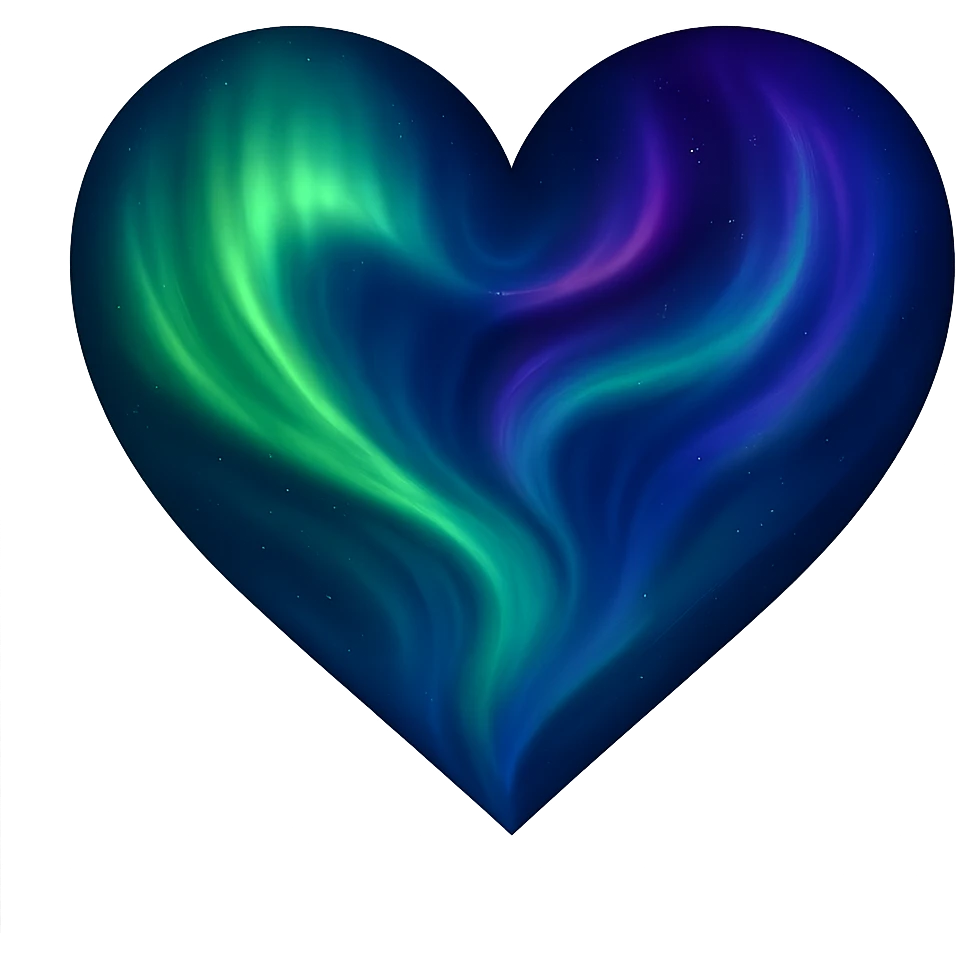 heart with a swirling aurora borealis effect emoji