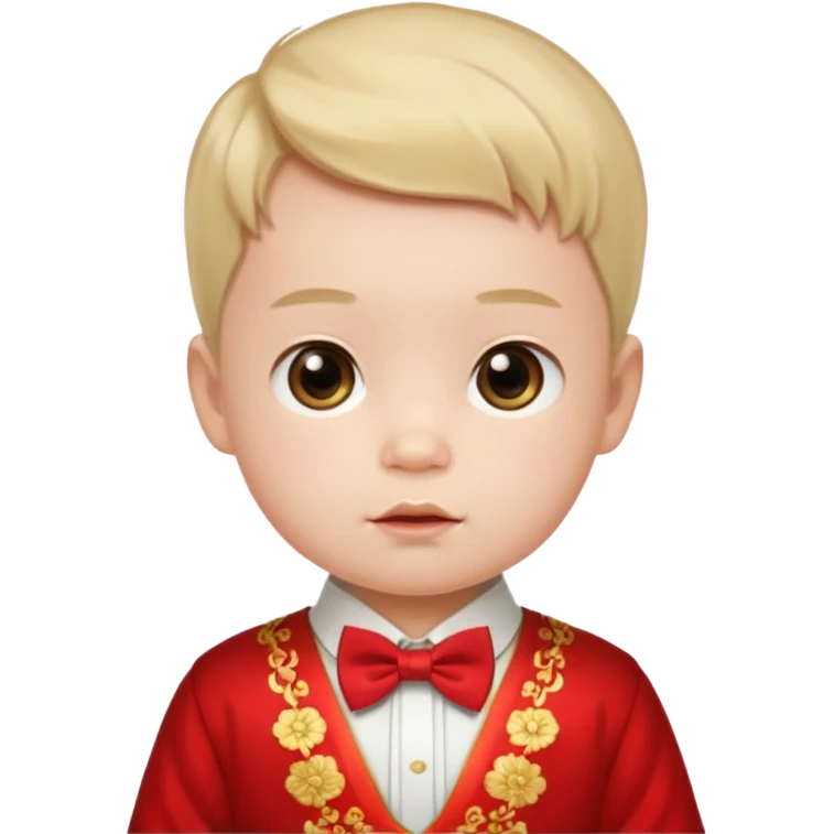 baby guy, wearing chinese royal ancient custome, red bow tie emoji