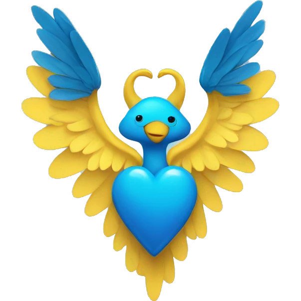 yellow heart with blue wings emoji