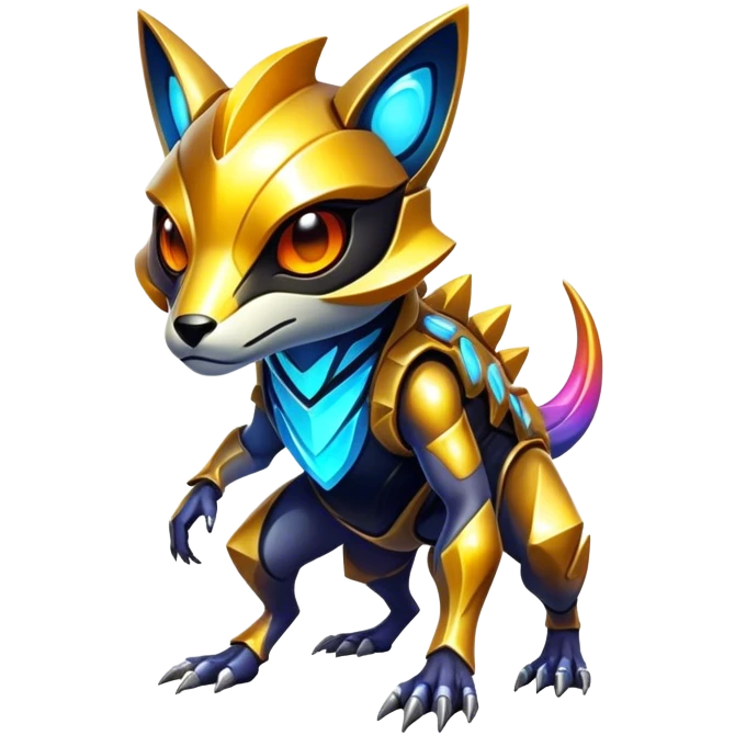 Shiny Epic Edgy Cool Colorful Vibrant Modern Vernid-Protogen-creature-animal, full body emoji