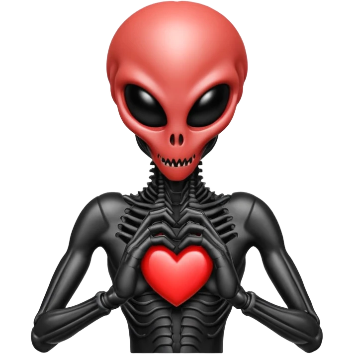 black xenomorph from the movie Alien making heart sign emoji
