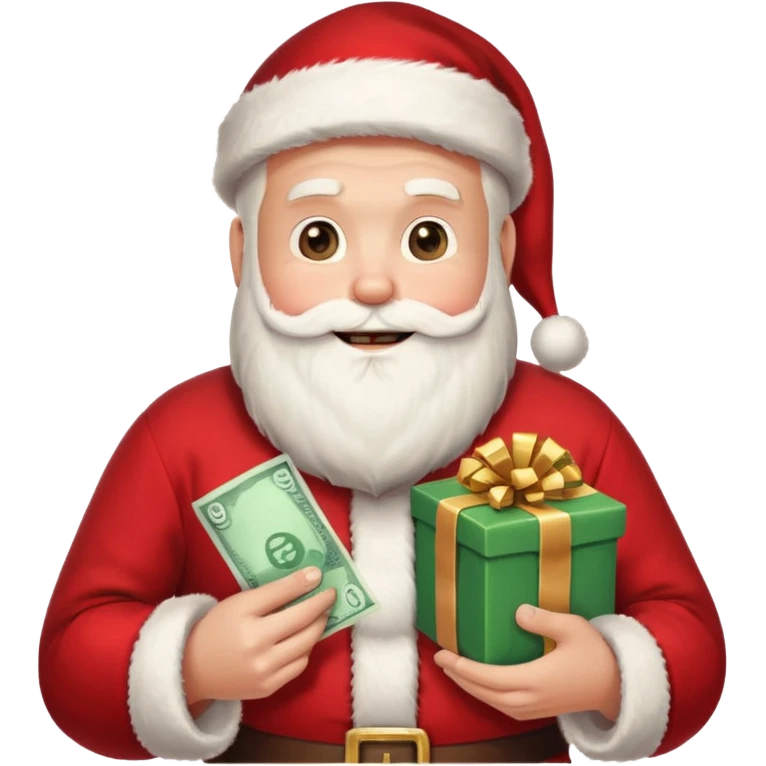 santa with money and instagarm logo on gift emoji