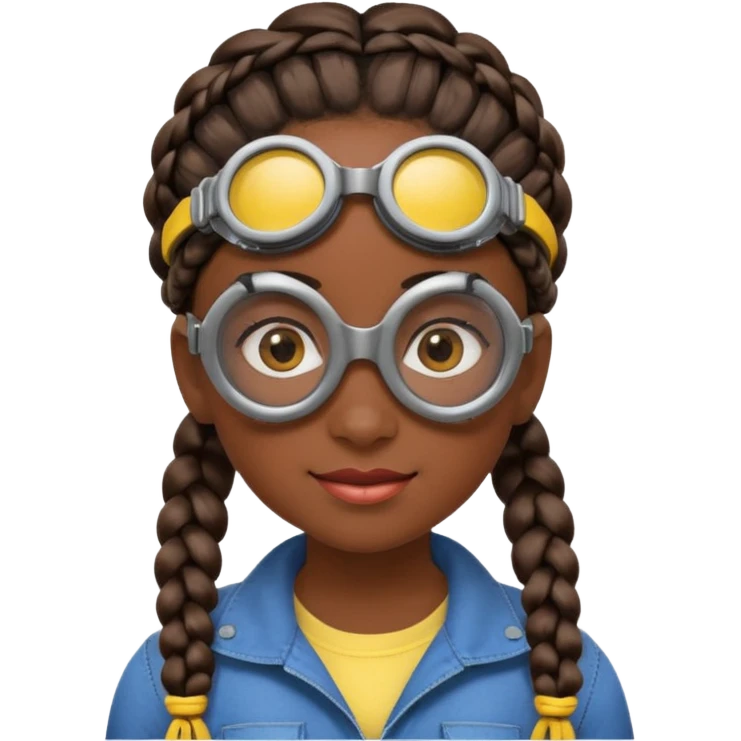 Minion emoji and a smurk like this emoji but a minion so basically that emoji with the goggles and the hair and not a funny head shape 😏  black girl with braids black girl / dark. Skinned girl emoji