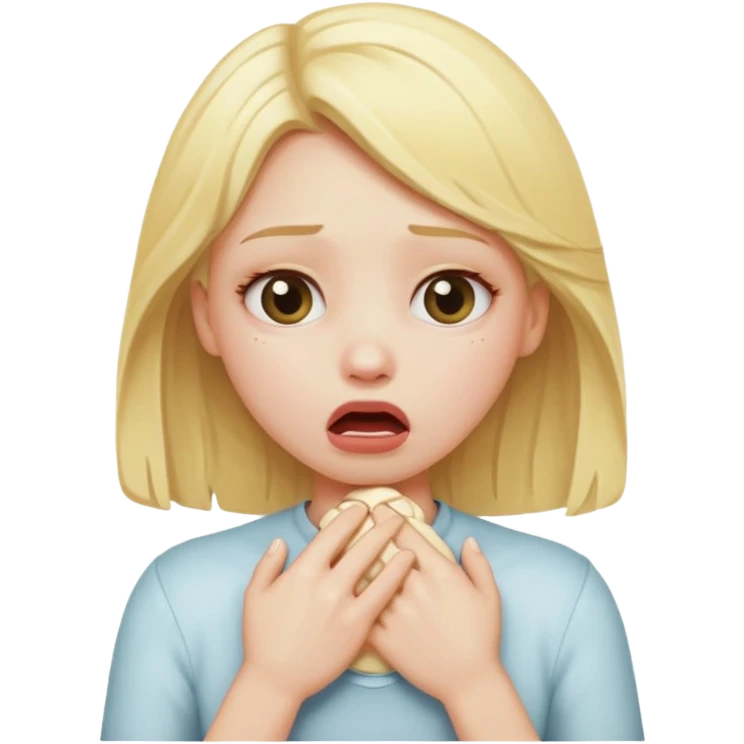 blond girl choking herself emoji