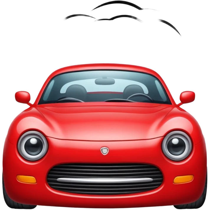 red car with eyelashes in head lights emoji
