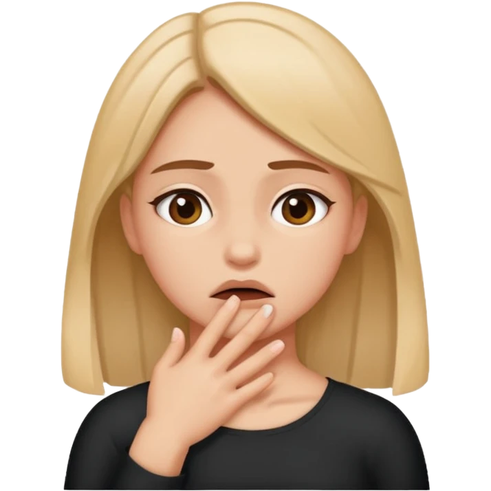 Girl pretending to choking herself out emoji
