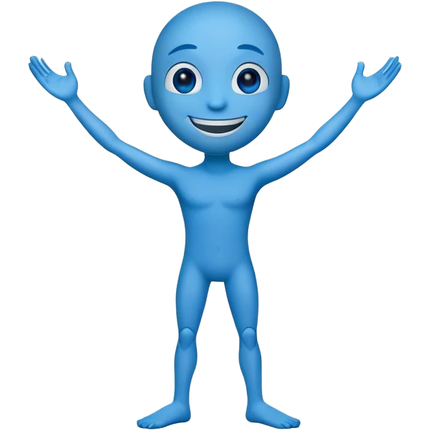 a blue pill with arms legs and a smiling face, named pilly s scripts emoji