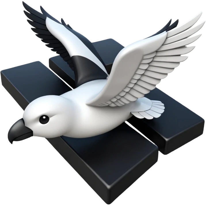 Bloc avec des ailes noirs et blancs carrés emoji