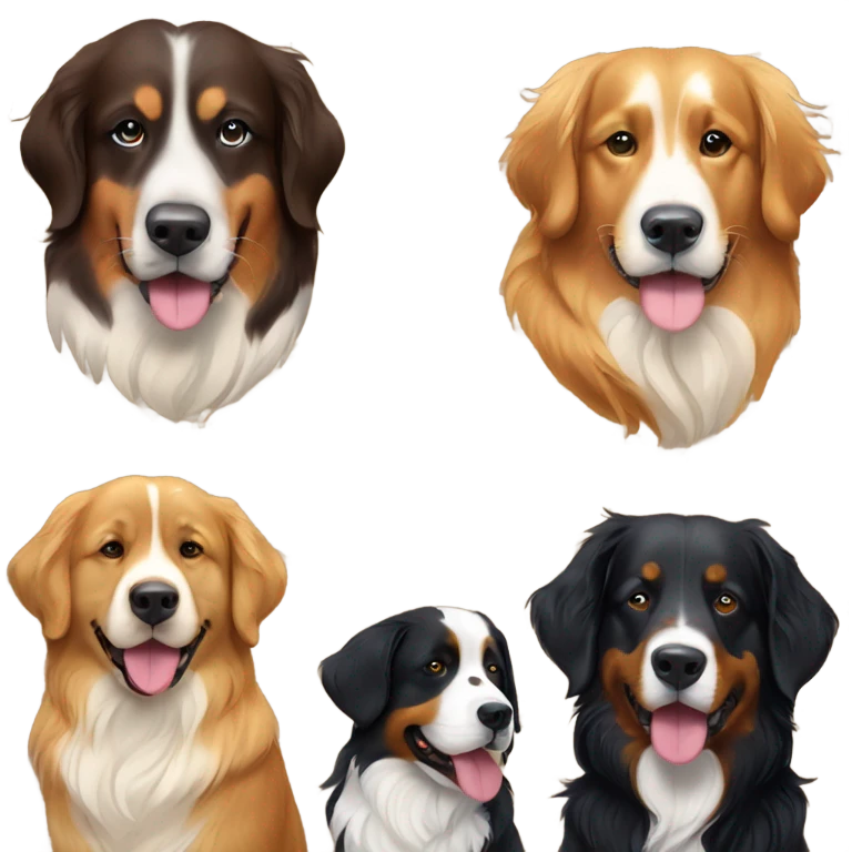 golden retriever and Bernese mountain dog emoji