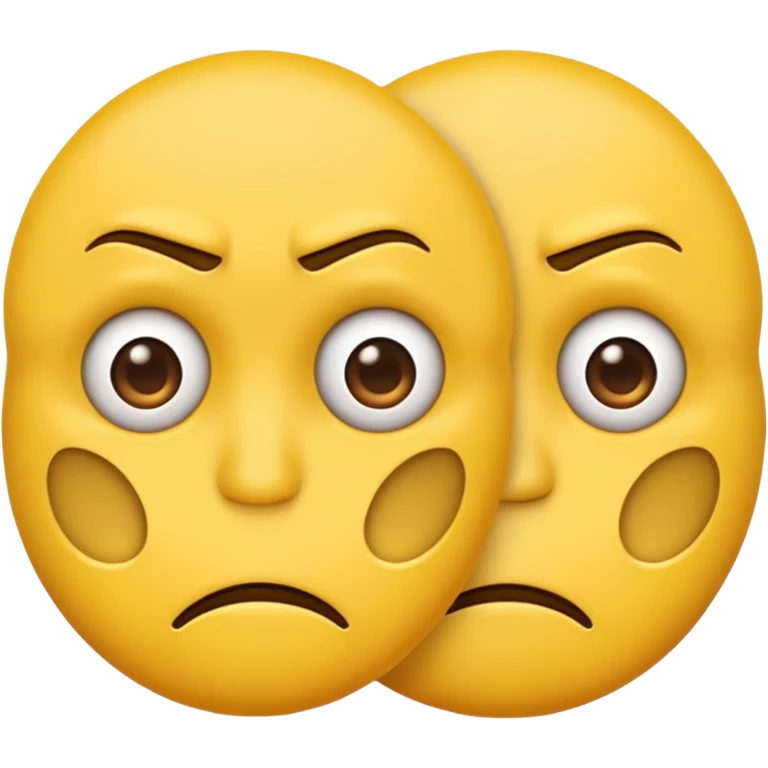 two emojis not happy stuck together no pink cheeks only two  emoji