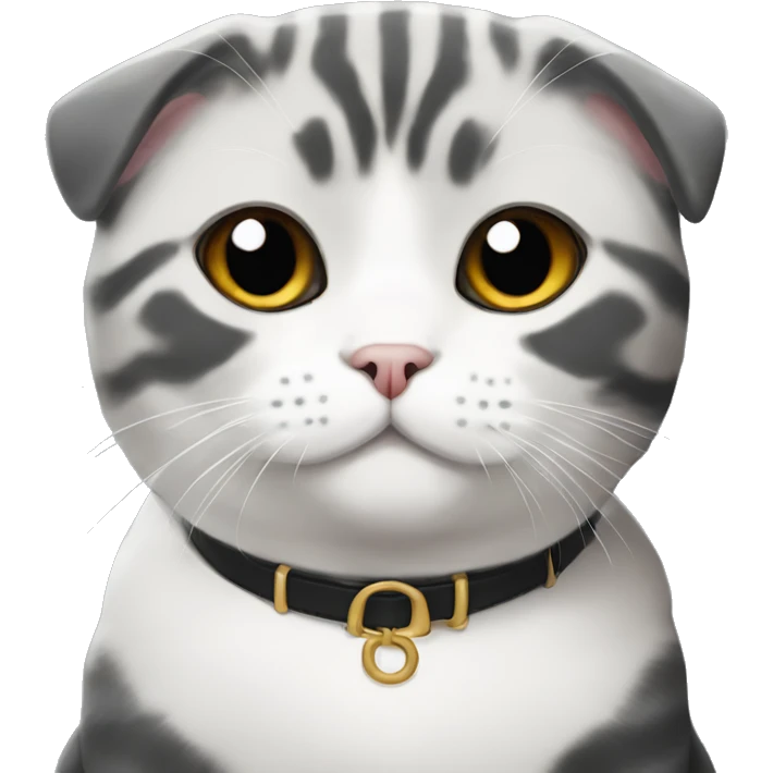 black and white scottish fold cat emoji