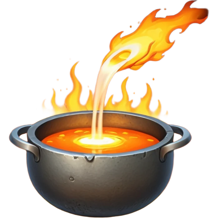 The crucible pours out metal, pixels. emoji