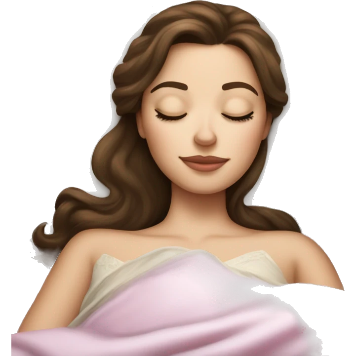 sleeping beauty brunette white girl with a silk pillow emoji