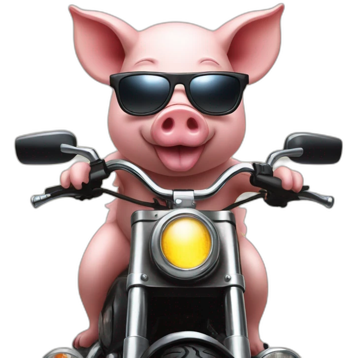 Pig in sunglasses on a motorcycle emoji