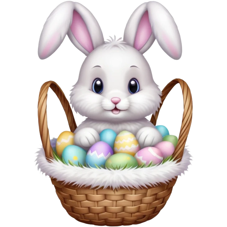 Easter bunny with colorful eggs emoji